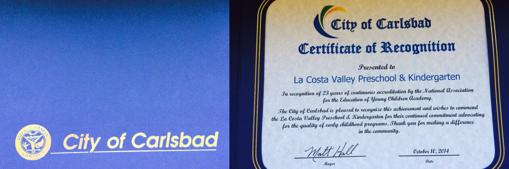Mayor of The City of Carlsbad presented a certificate of recognition 